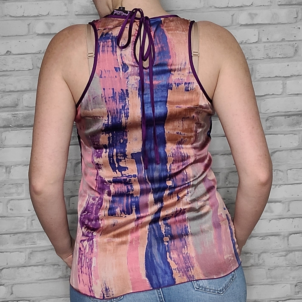 Hale Bob Purple Silk Velvet Floral Colorful Blouse - Picture 4 of 12